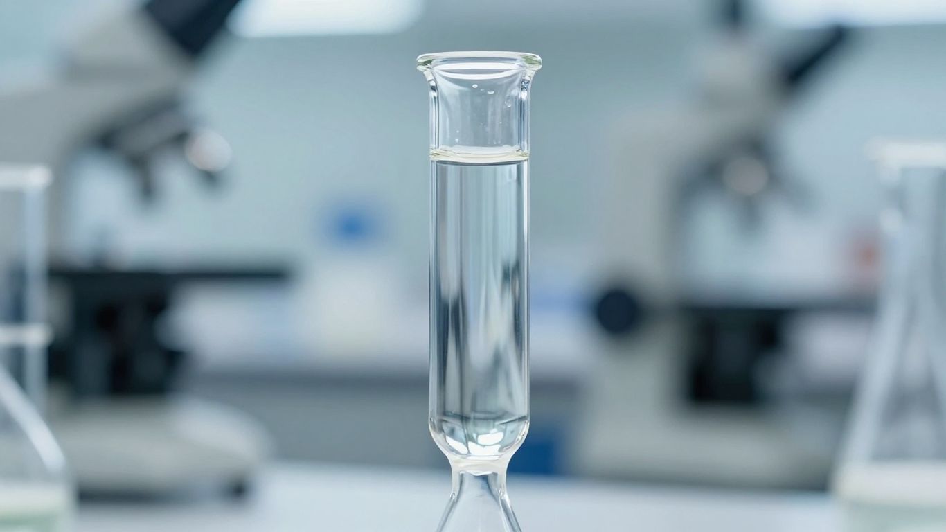 Vial of peptides in a research lab.