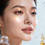 Skin, molecules, and vials showing modern skincare science